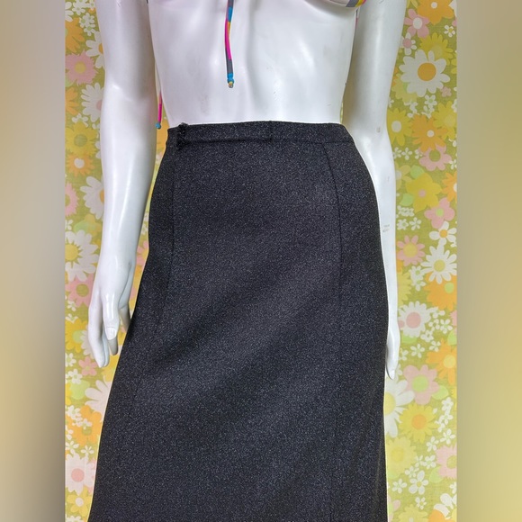Vintage 70’s Black Shimmer Maxi Skirt - Picture 2 of 12